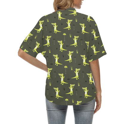 Alligator Pattern Print Design 05 Women's Hawaiian Shirt