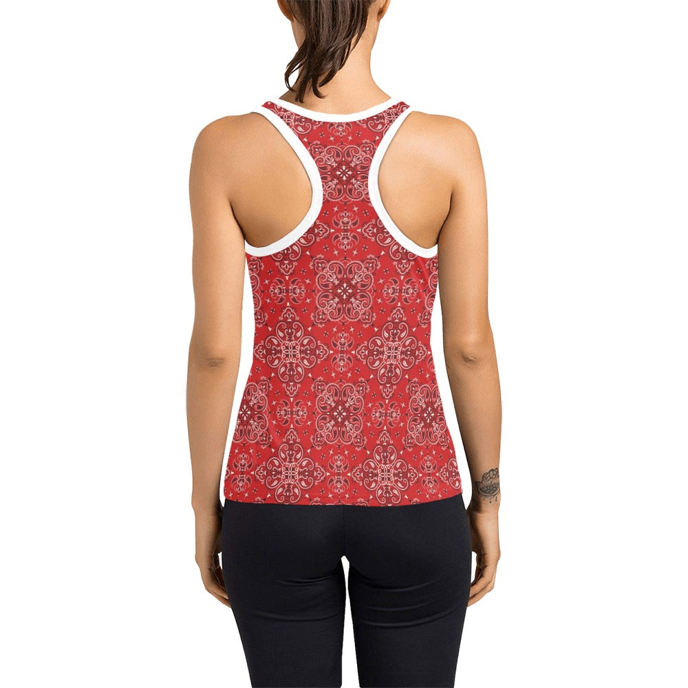 Bandana Red Pattern Print Design LKS3010 Women's Racerback Tank Top
