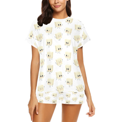 Tofu Print Design LKS301 Women's Short Pajama Set