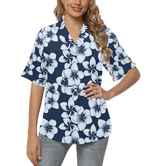 Plumeria Pattern Print Design A02 Women's Hawaiian Shirt
