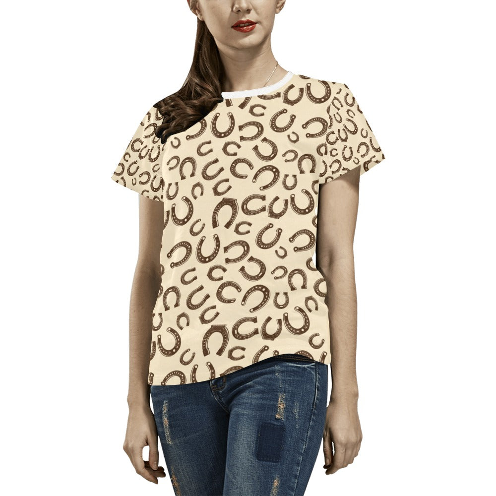 Horseshoe Print Design LKS302 Women's  T-shirt