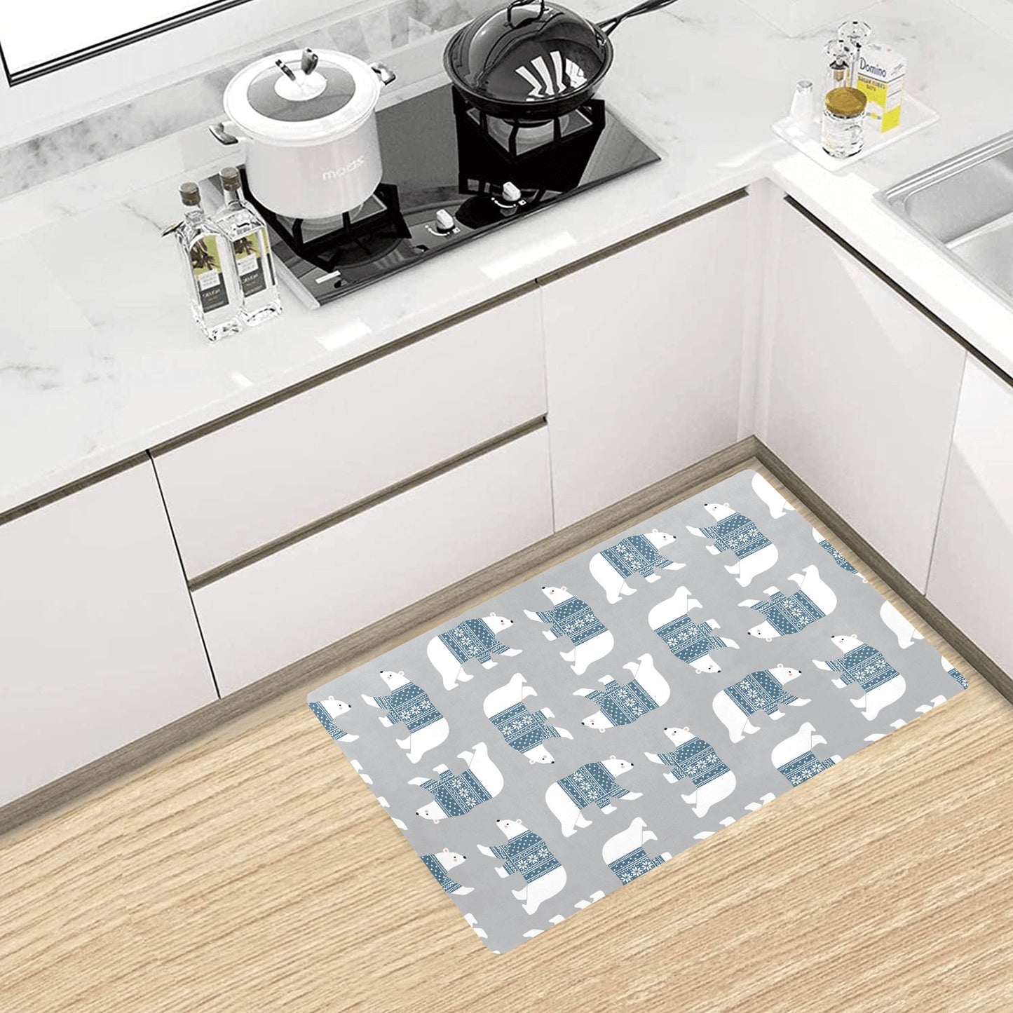 Polar Bear Pattern Print Design A03 Kitchen Mat