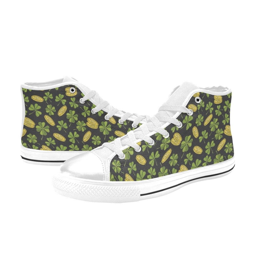 St Patricks Day Print Design LKS305 High Top Women's White Shoes