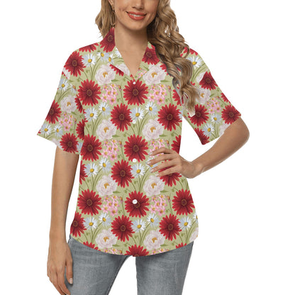 Gerberas Pattern Print Design GB07 Women's Hawaiian Shirt