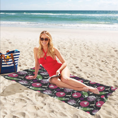 Wine Print Design LKS307 Beach Towel 32" x 71"