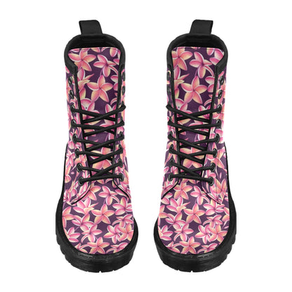 Purple Plumeria Pattern Print Design PM010 Women's Boots
