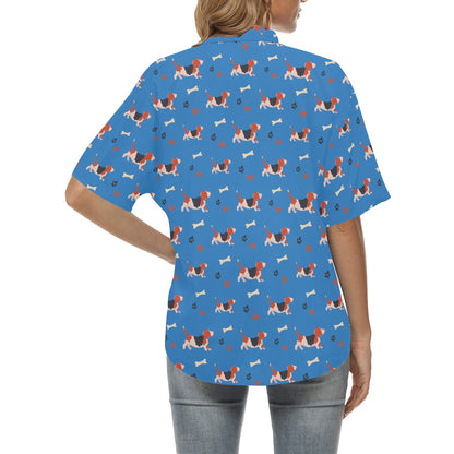 Basset Hound Pattern Print Design 02 Women's Hawaiian Shirt