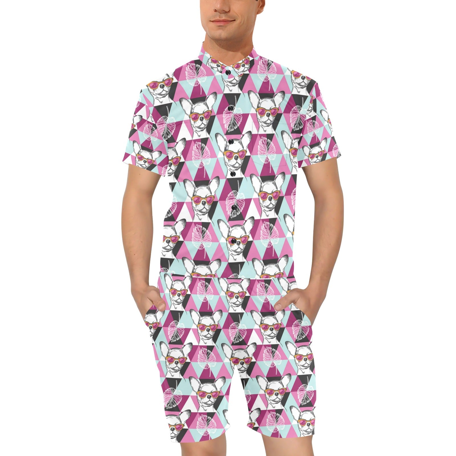 Chihuahua Cute Triangle Pattern Men's Romper