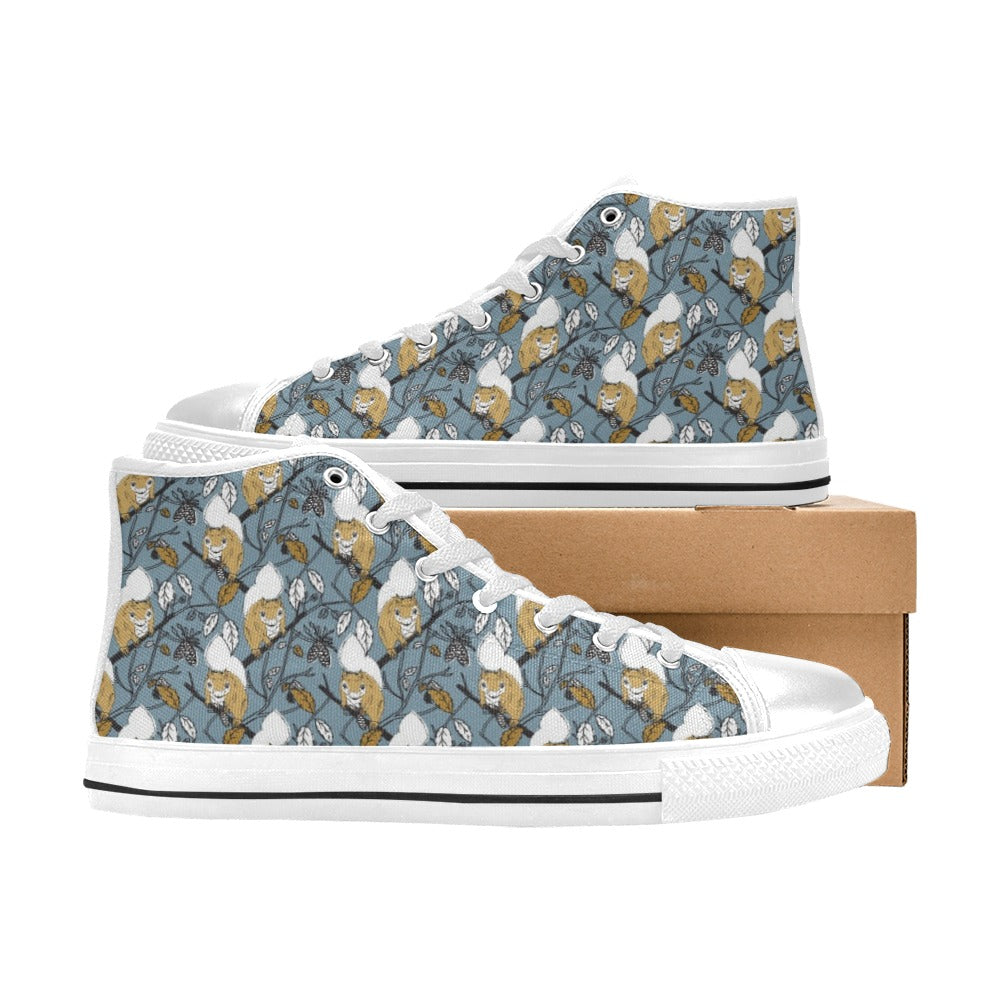 Squirrel Print Design LKS305 High Top Women's White Shoes