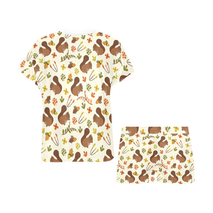 Squirrel Print Design LKS3010 Women's Short Pajama Set