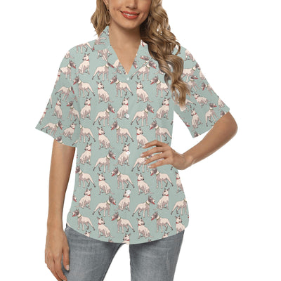 Bull Terrier Cute Print Pattern Women's Hawaiian Shirt