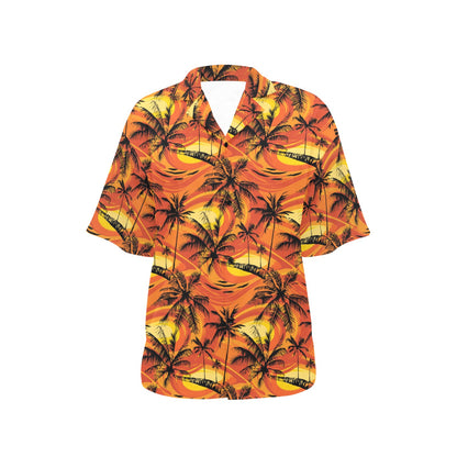 Palm Tree Pattern Print Design A02 Women's Hawaiian Shirt