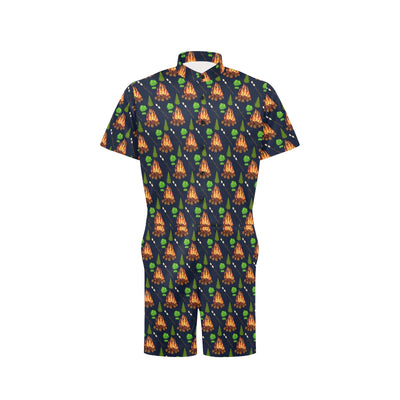 Camfire marshmallow Camping Design Print Men's Romper