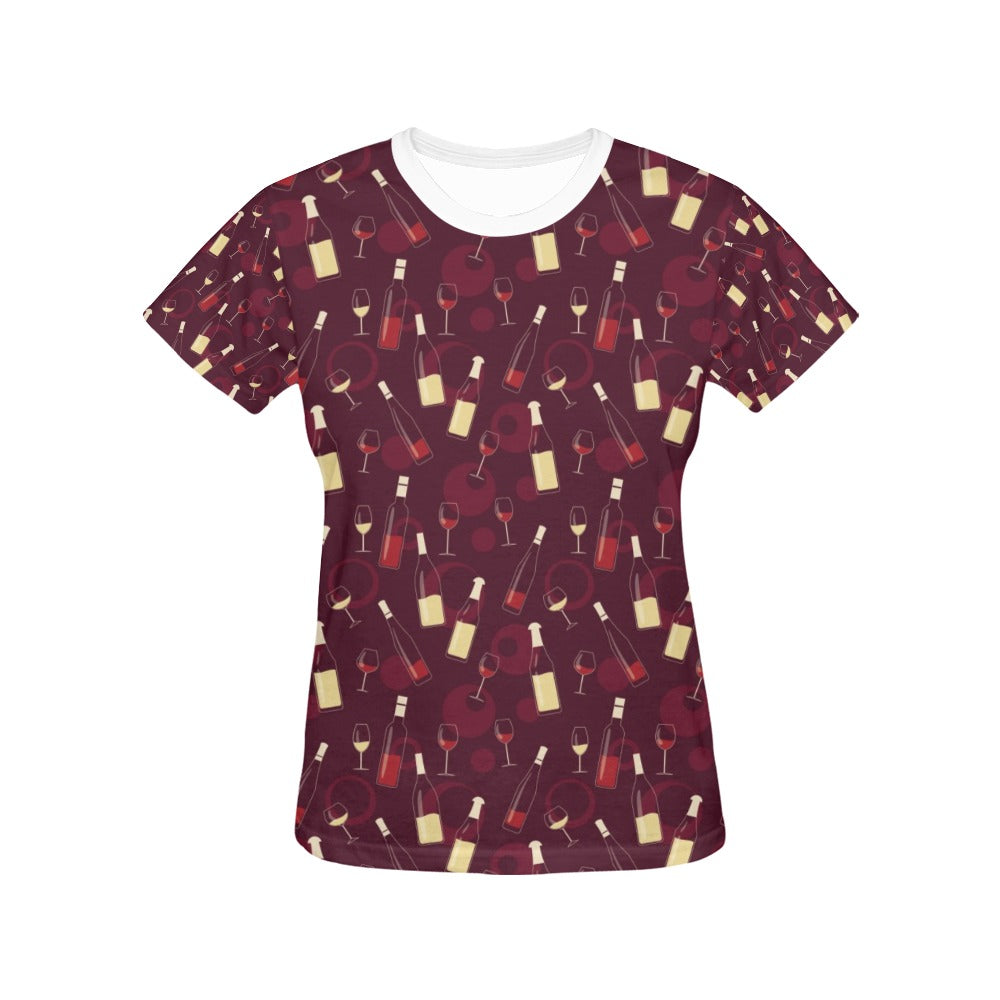 Wine Themed Print Design LKS302 Women's  T-shirt