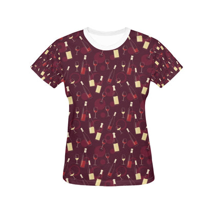 Wine Themed Print Design LKS302 Women's  T-shirt