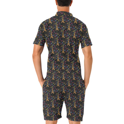 Eiffel Tower Love Paris Print Men's Romper