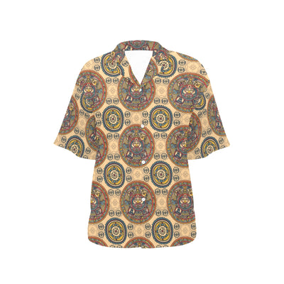 Calendar Aztec Pattern Print Design 02 Women's Hawaiian Shirt