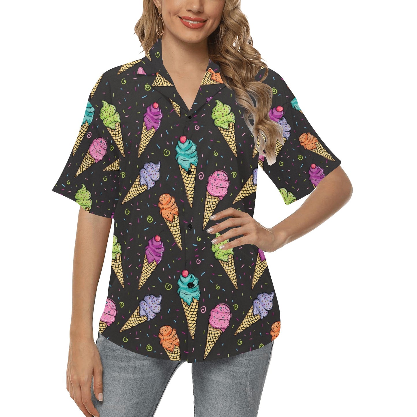 Ice Cream Pattern Print Design IC06 Women's Hawaiian Shirt
