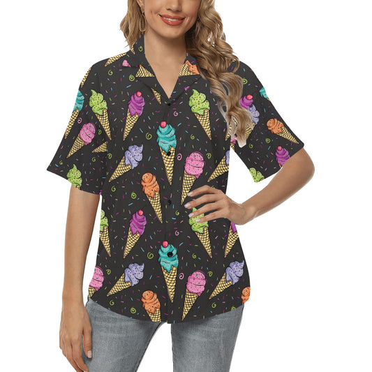 Ice Cream Pattern Print Design IC06 Women's Hawaiian Shirt