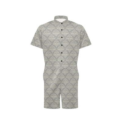 Damask Grey Elegant Print Pattern Men's Romper