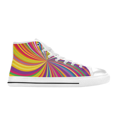 Vortex Print Design LKS301 High Top Women's White Shoes