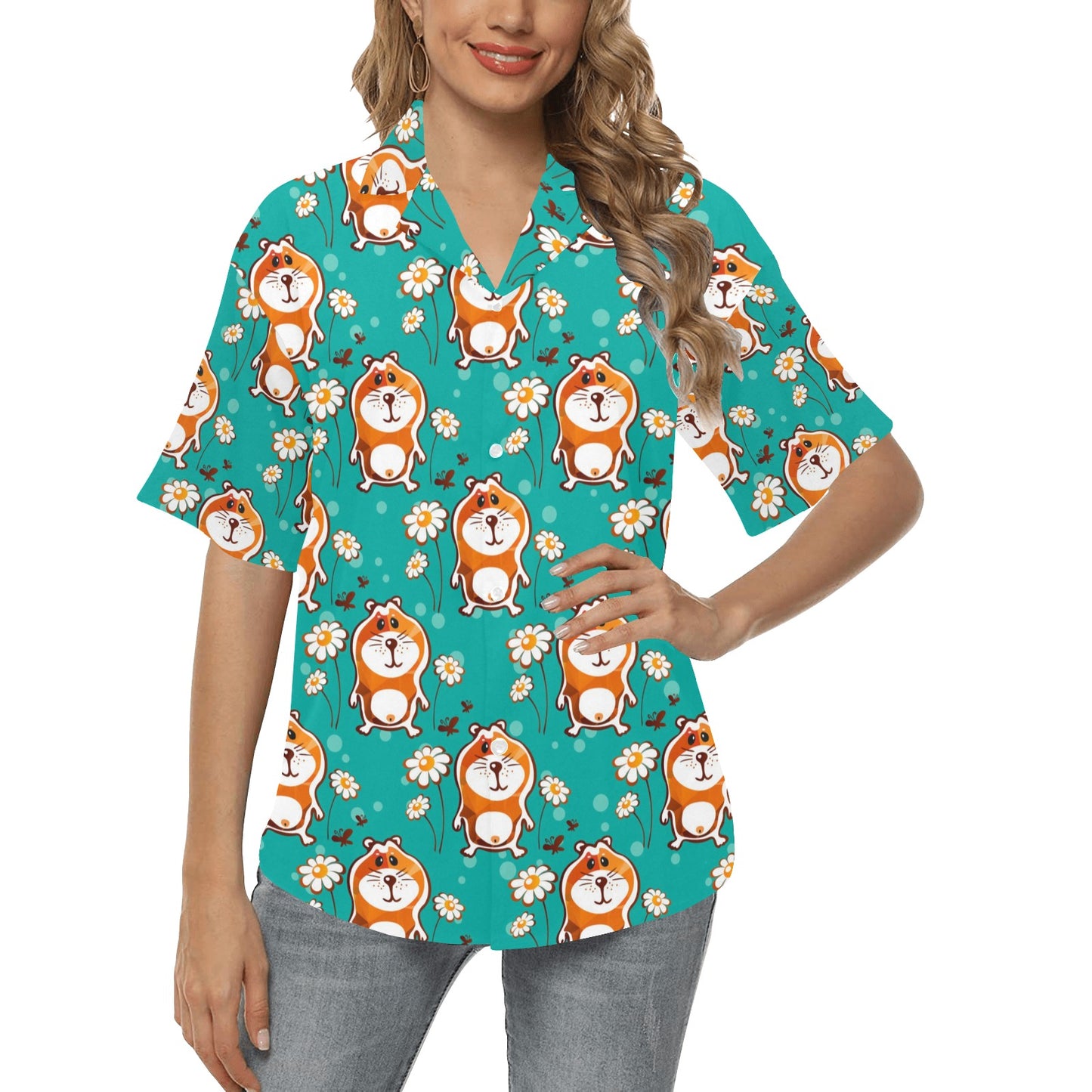 Hamster Pattern Print Design 01 Women's Hawaiian Shirt