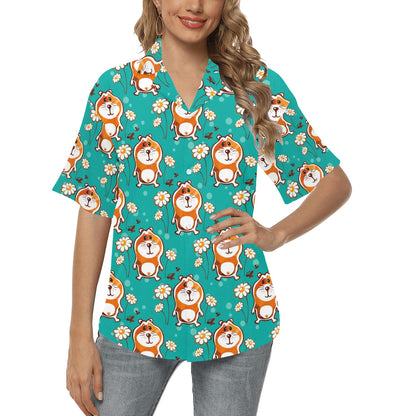 Hamster Pattern Print Design 01 Women's Hawaiian Shirt