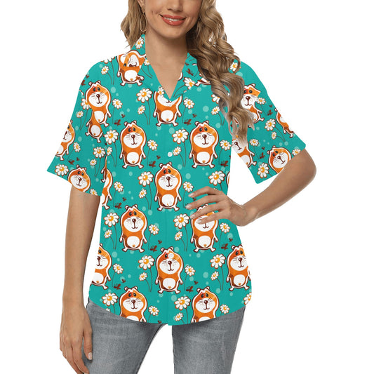 Hamster Pattern Print Design 01 Women's Hawaiian Shirt