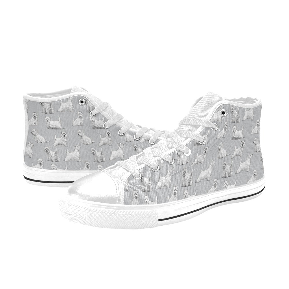 Scottish Terriers Print Design LKS3011 High Top Women's White Shoes