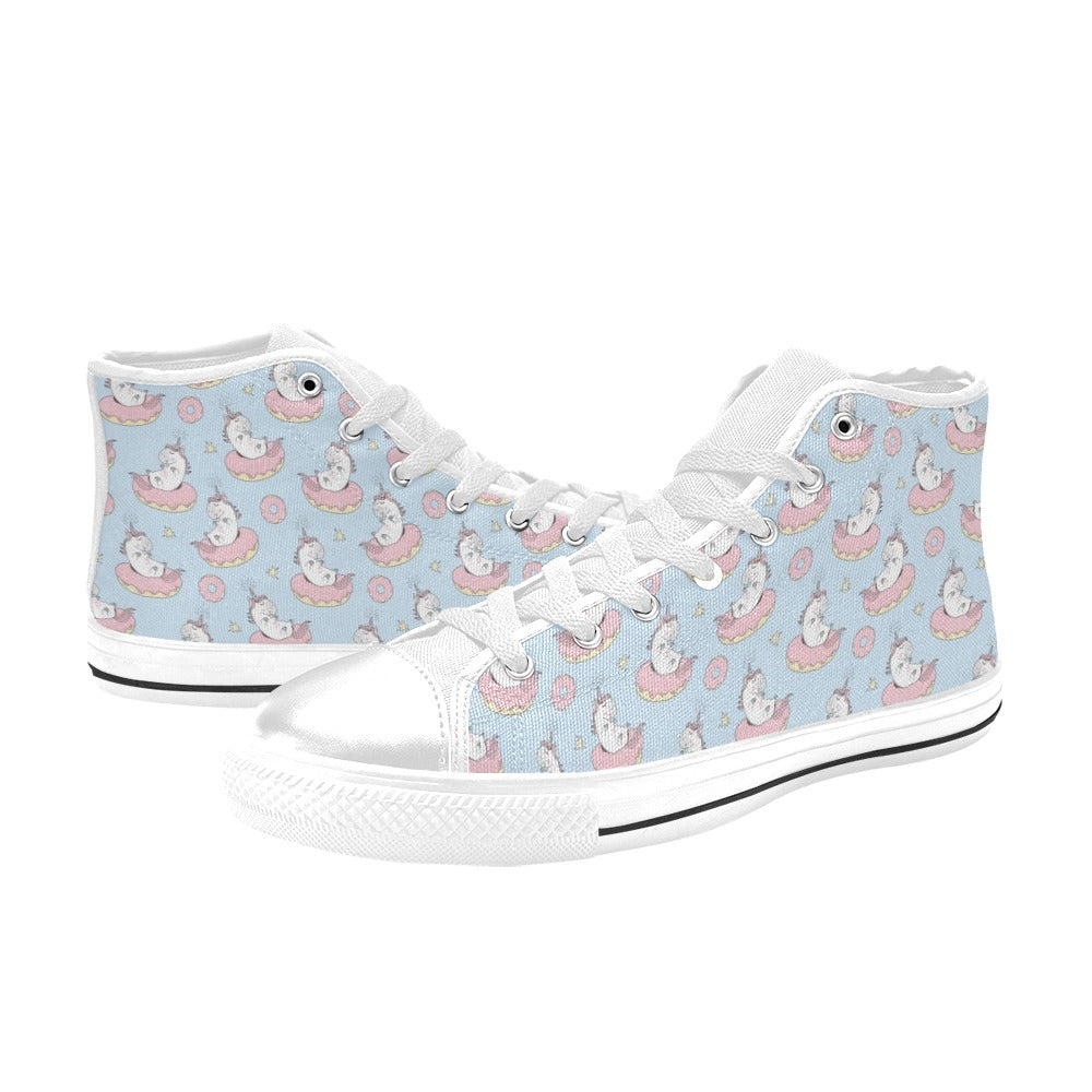 Unicorn Print Design LKS303 High Top Women's White Shoes