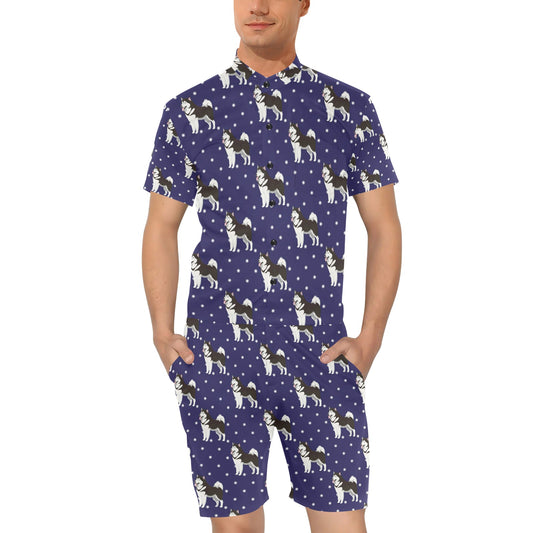 Alaskan Malamute Pattern Print Design 04 Men's Romper