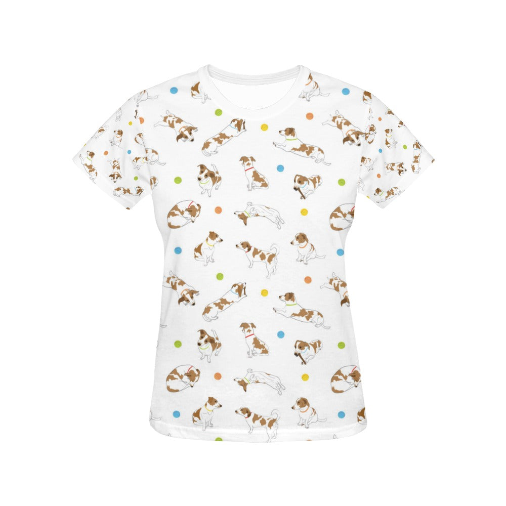 Russell Terriers With Balls Print Design LKS307 Women's  T-shirt
