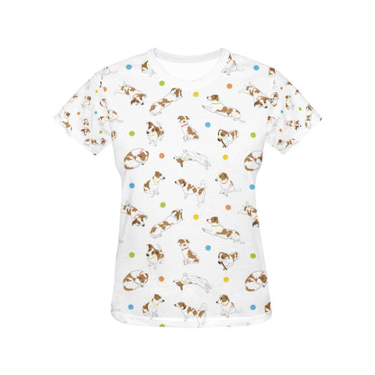 Russell Terriers With Balls Print Design LKS307 Women's  T-shirt