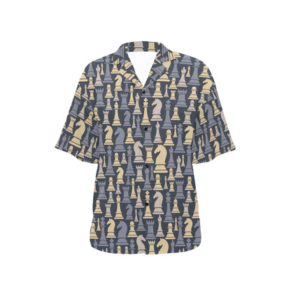 Chess Pattern Print Design 04 Women's Hawaiian Shirt