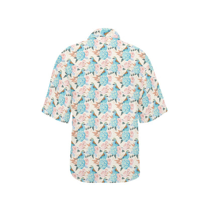Bluebird Pattern Print Design 03 Women's Hawaiian Shirt