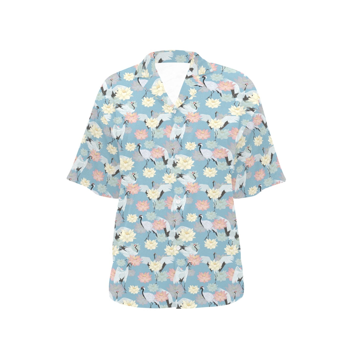 Water Lily Print Design LKS304 Women's Hawaiian Shirt
