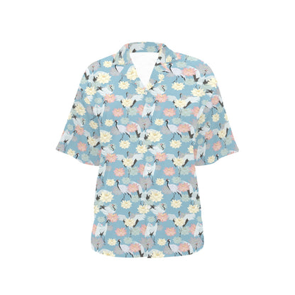 Water Lily Print Design LKS304 Women's Hawaiian Shirt