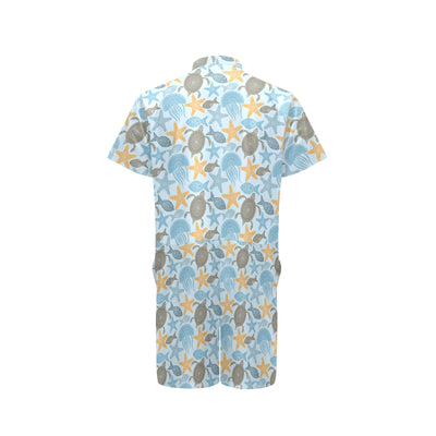 Polynesian Jellyfish Turtle Print Men's Romper