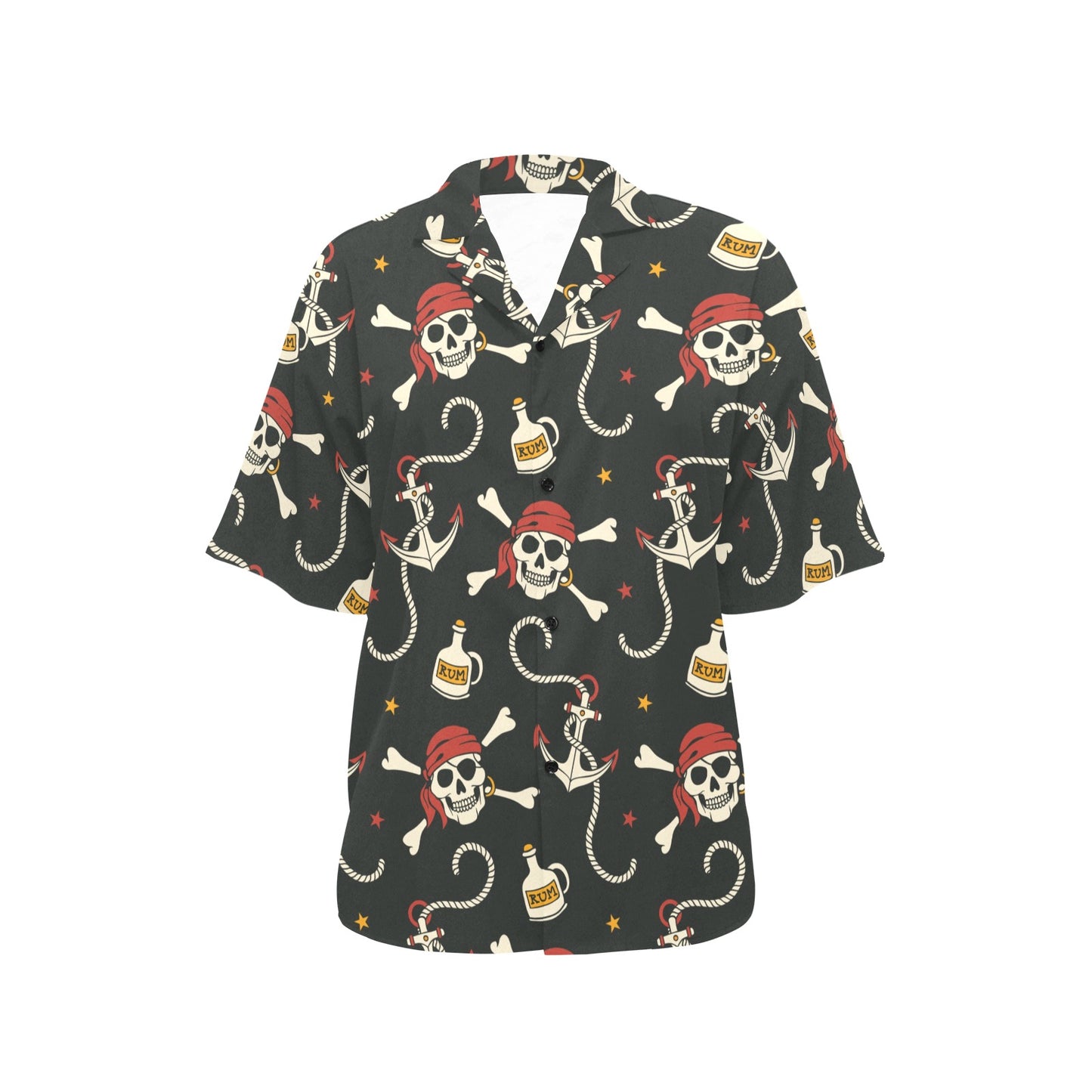 Pirate Pattern Print Design A02 Women's Hawaiian Shirt