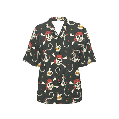 Pirate Pattern Print Design A02 Women's Hawaiian Shirt