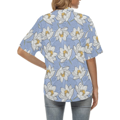 Lotus Pattern Print Design 04 Women's Hawaiian Shirt