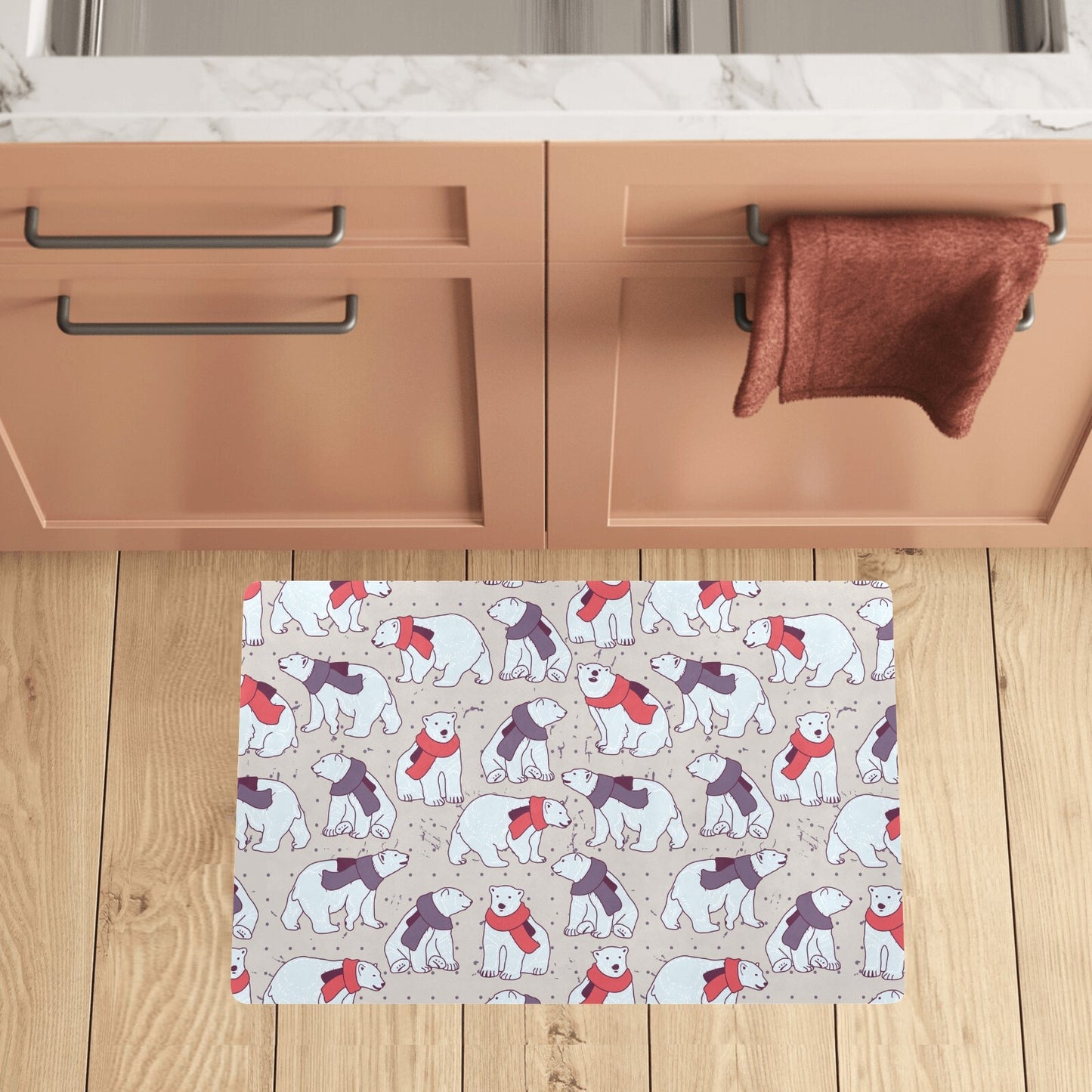 Polar Bear Pattern Print Design PB04 Kitchen Mat