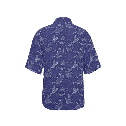Manta Ray Print Design LKS401 Women's Hawaiian Shirt