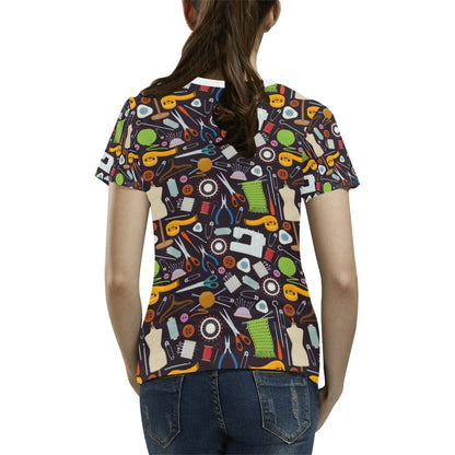 Sewing Equipment Print Design LKS308 Women's  T-shirt