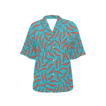 Chilli Pepper Pattern Print Design 05 Women's Hawaiian Shirt