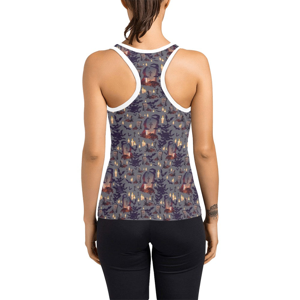 Creepy Graveyard Print Design LKS301 Women's Racerback Tank Top