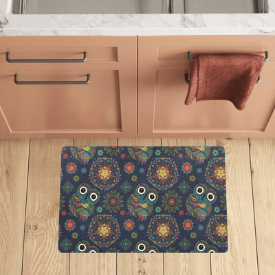 Owl Boho Style Pattern Print Design A04 Kitchen Mat