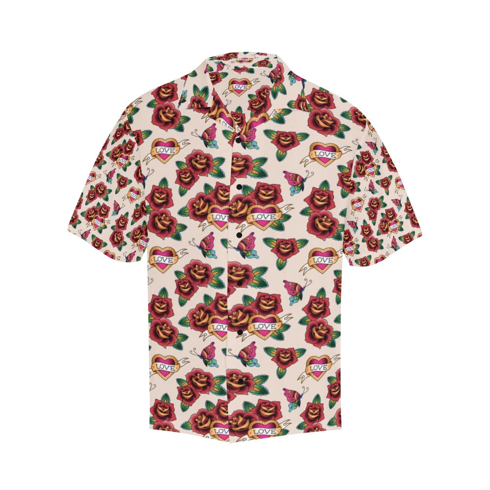 Tattoo Rose Print Design LKS302 Men's Hawaiian Shirt