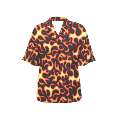 Flame Fire Themed Print Women's Hawaiian Shirt