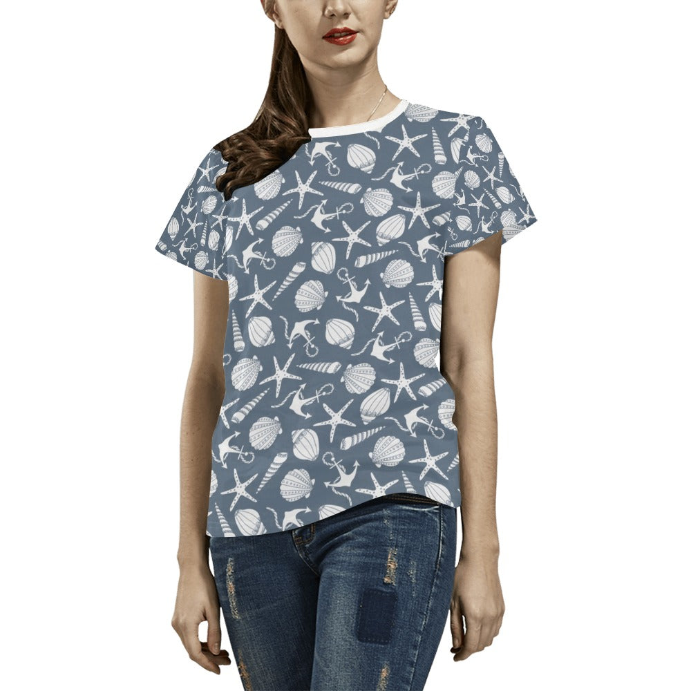 Seashell Print Design LKS306 Women's  T-shirt